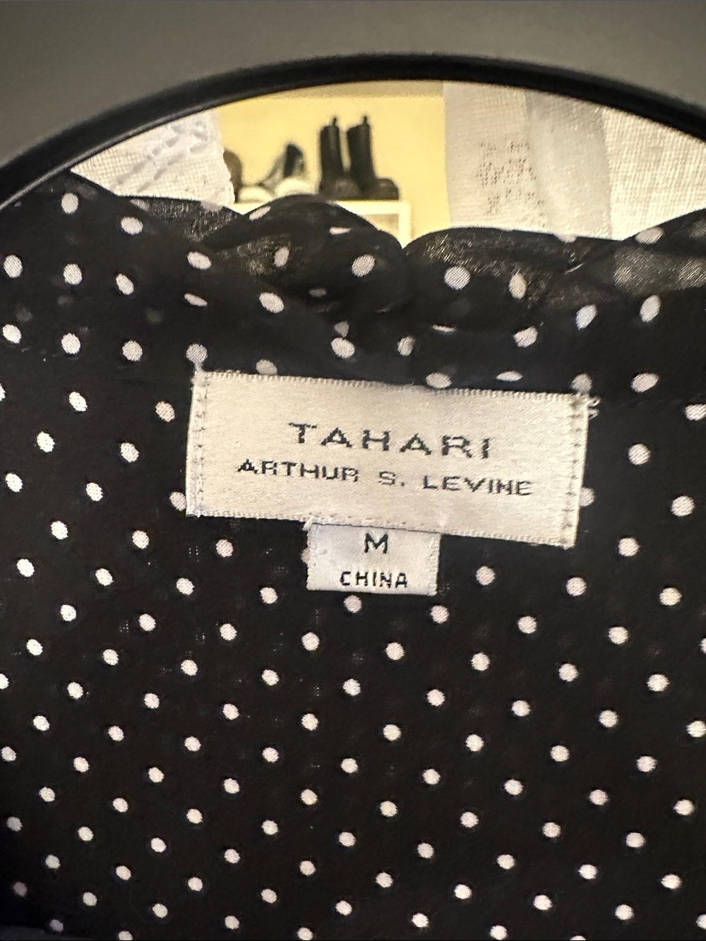 Tahari Black & White Polka Dot Tie-Front Blouse - Picture 2 of 5